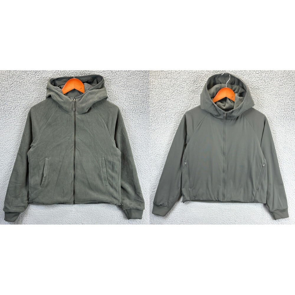 Uniqlo Windproof Reversible Hooded Jacket Womens XS Gray Full Zip Fleece Cozy